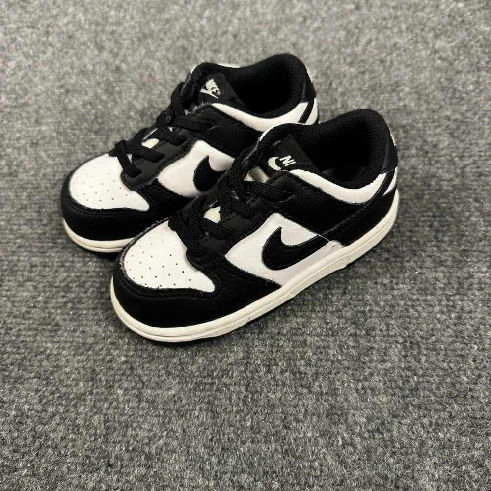 Nike Dunk Low Shoes Toddler Size 8C Black White Panda Sneakers CW1589-100